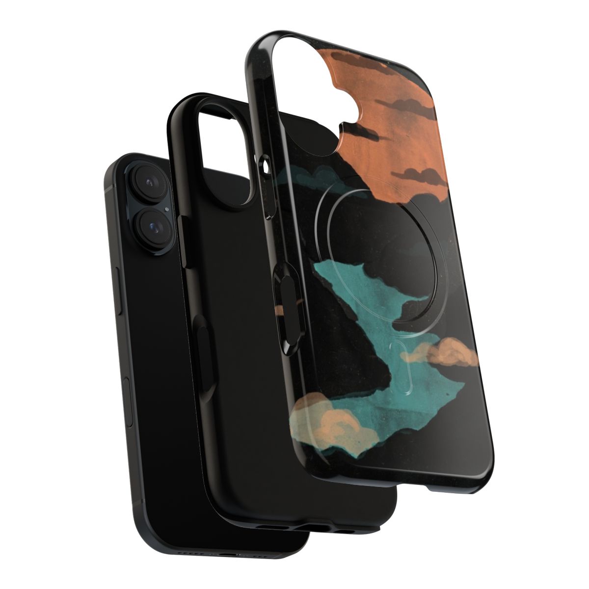 Stunning moonlit mountain gorge landscape on a durable phone case - Layers