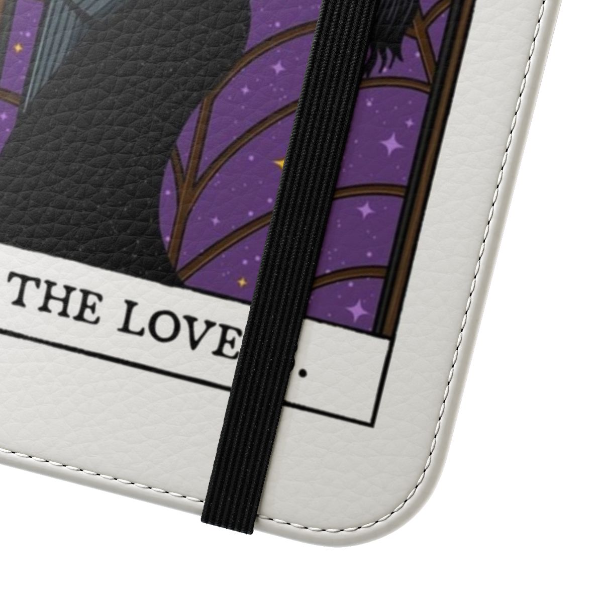 Tarot card phone case featuring the Devil card and Wednesday Addams-inspired design - Close Up