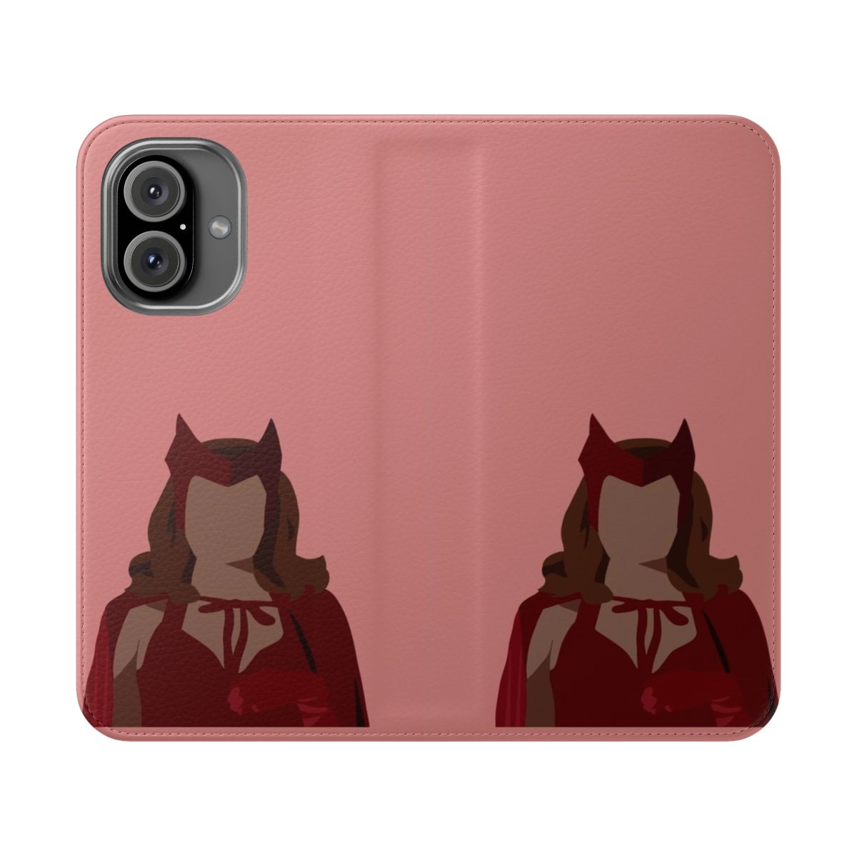 Retro-style phone case featuring the Scarlet Witch character, Elizabeth Olsen