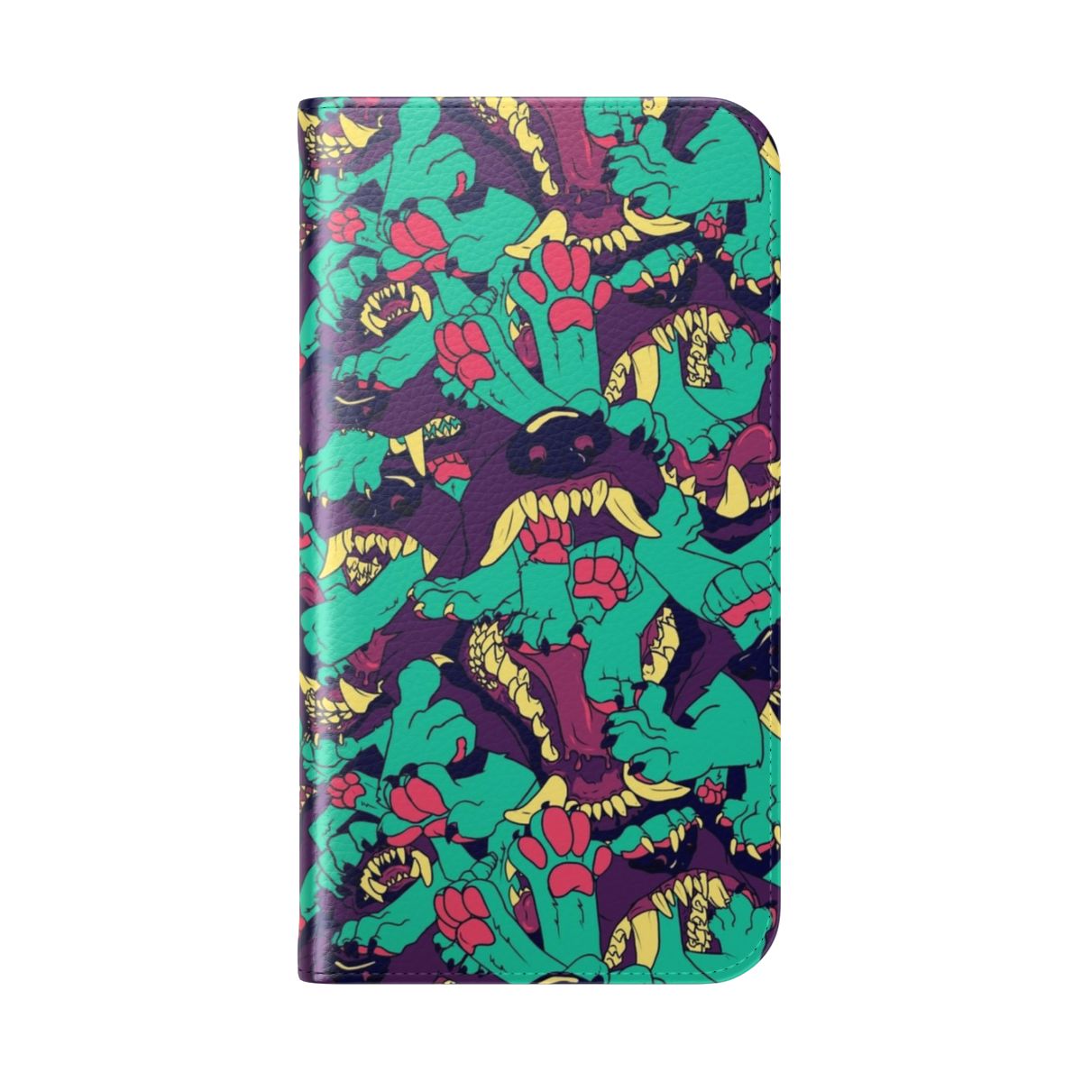 Furry animal print phone case with a playful paws and maws design - Folded Back