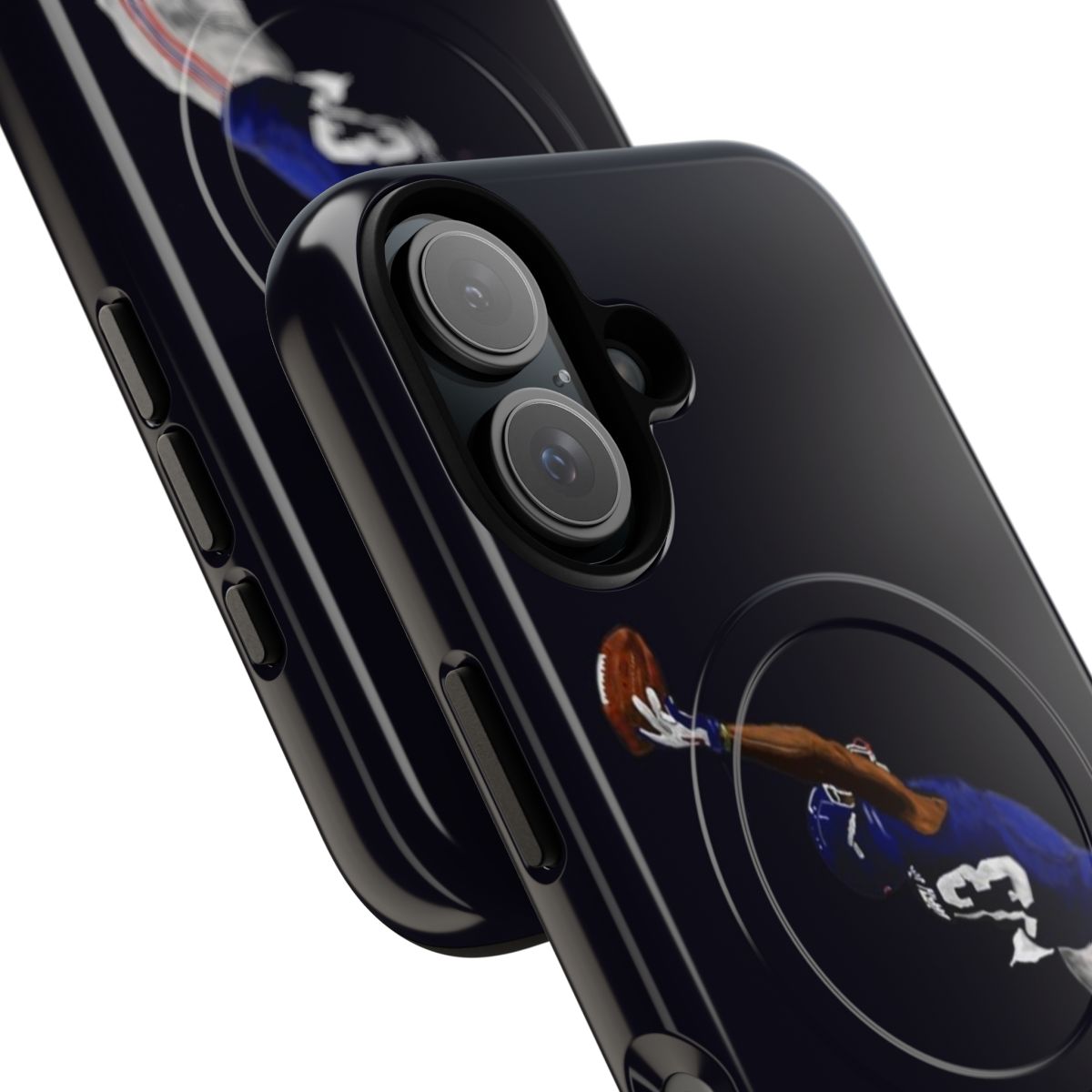 Magnetic Tough Phone Case with Football Design and One-Handed Catch Motif - Detail