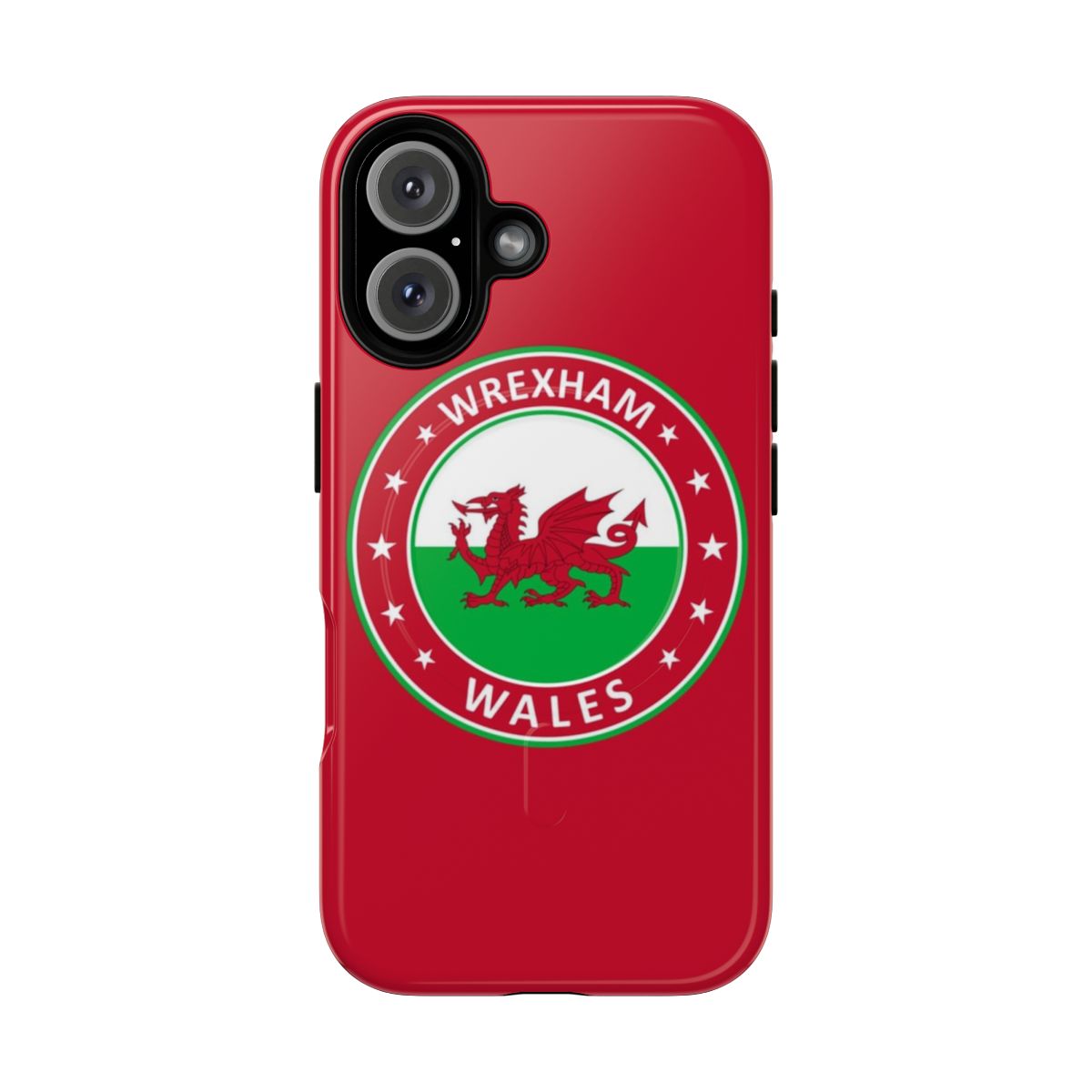 Wrexham Wales-inspired phone case featuring the red dragon and Celtic knot design