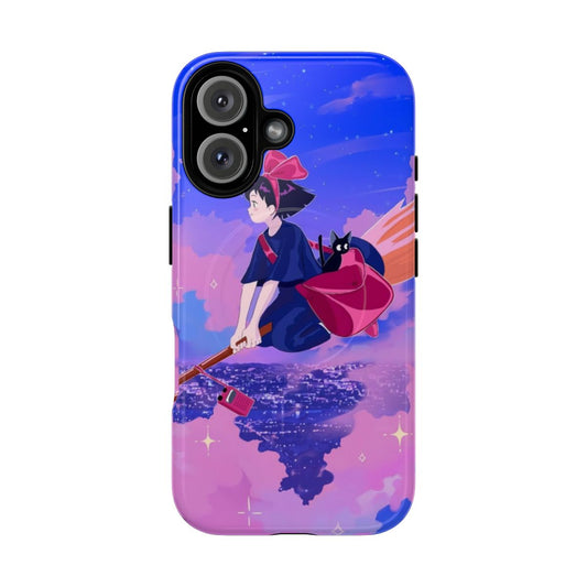 Cute and kawaii anime girl artwork on a magnetic phone case for fans of the Studio Ghibli film Kiki's Delivery Service