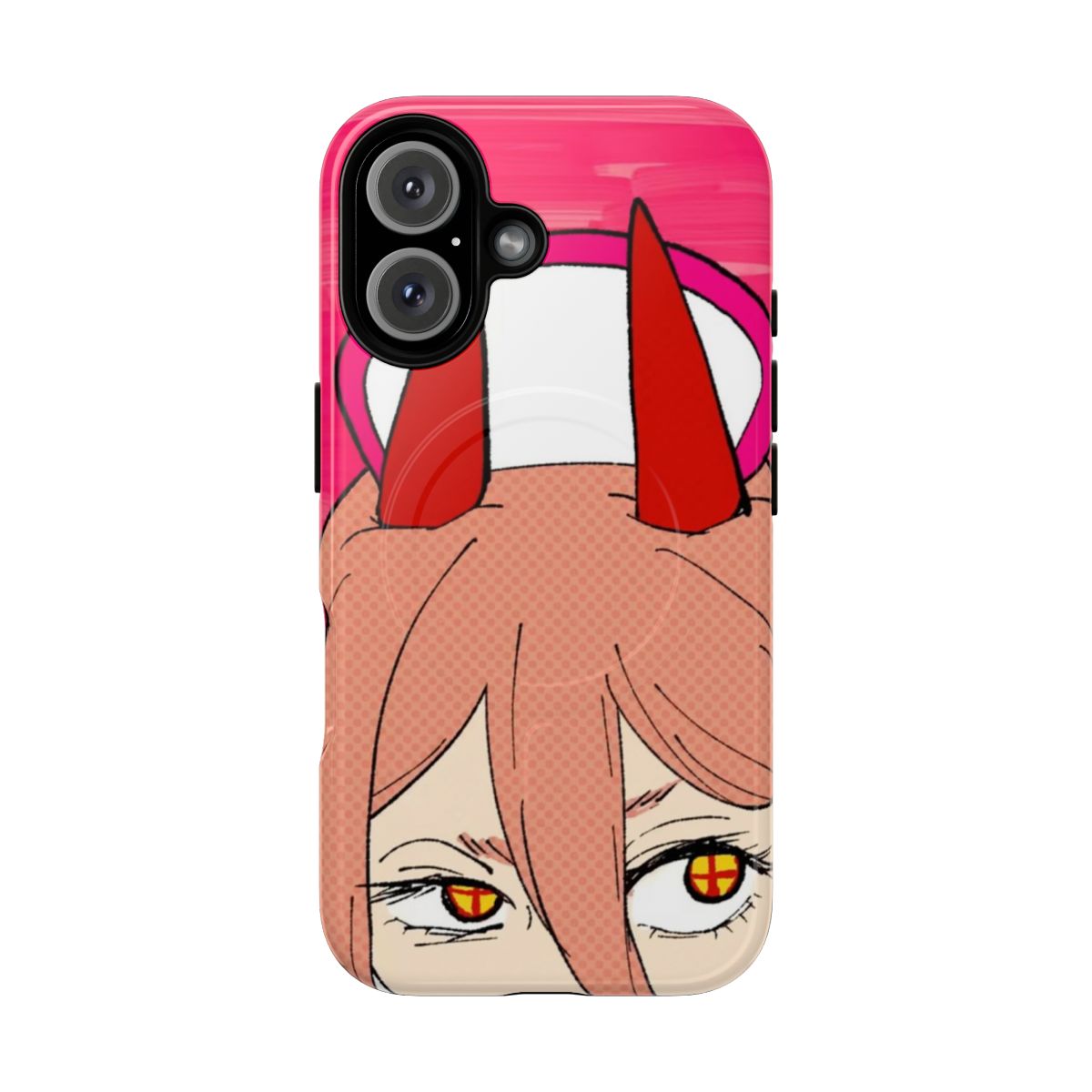 Image of a nurse-themed phone case with a peeking power devil design