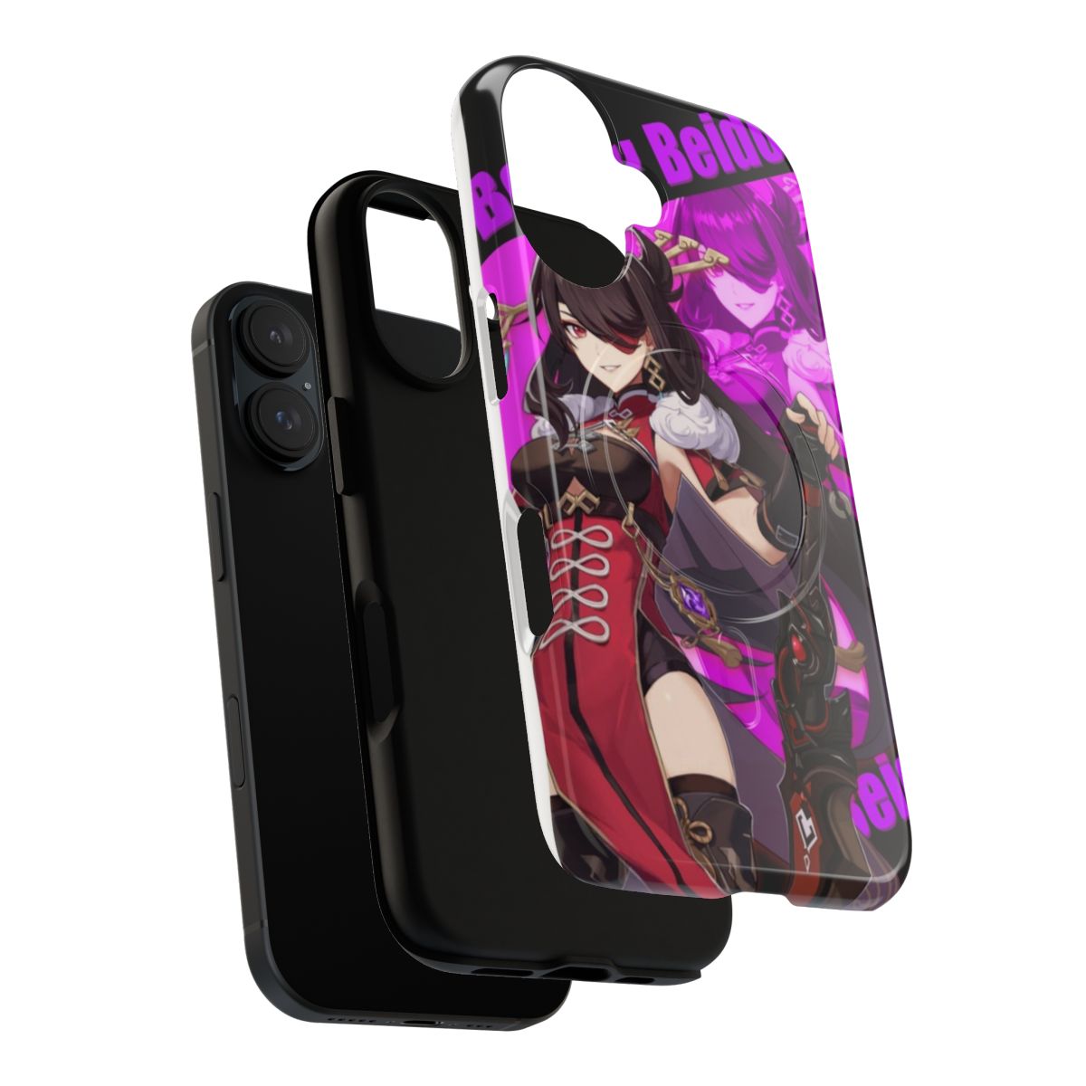 Beidou-inspired purple magnetic tough phone case for Genshin Impact fans - Layers