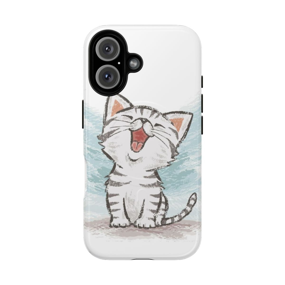 Cute cartoon illustration of an American Shorthair cat on a phone case