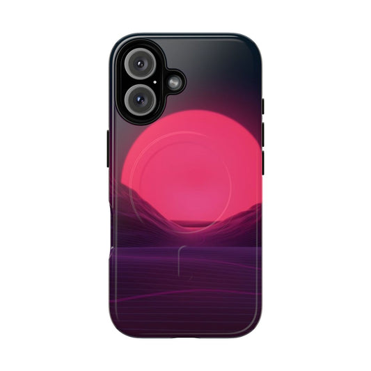 Neon gradient landscape phone case with a vivid sunset design