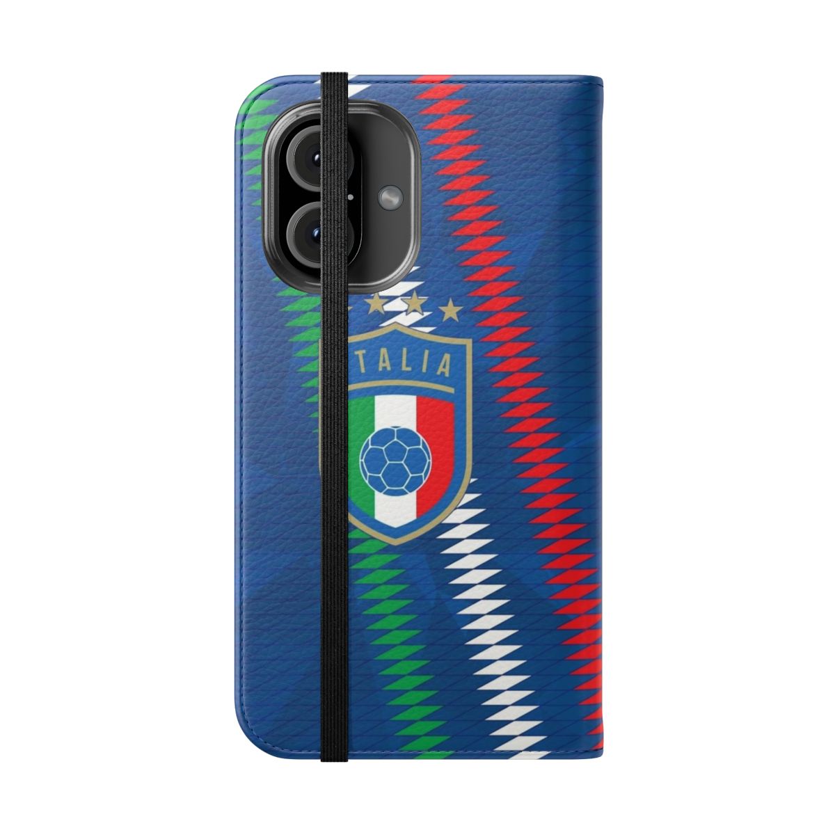 Vibrant Italy-themed flip cover phone case with football/soccer design - Folded Front