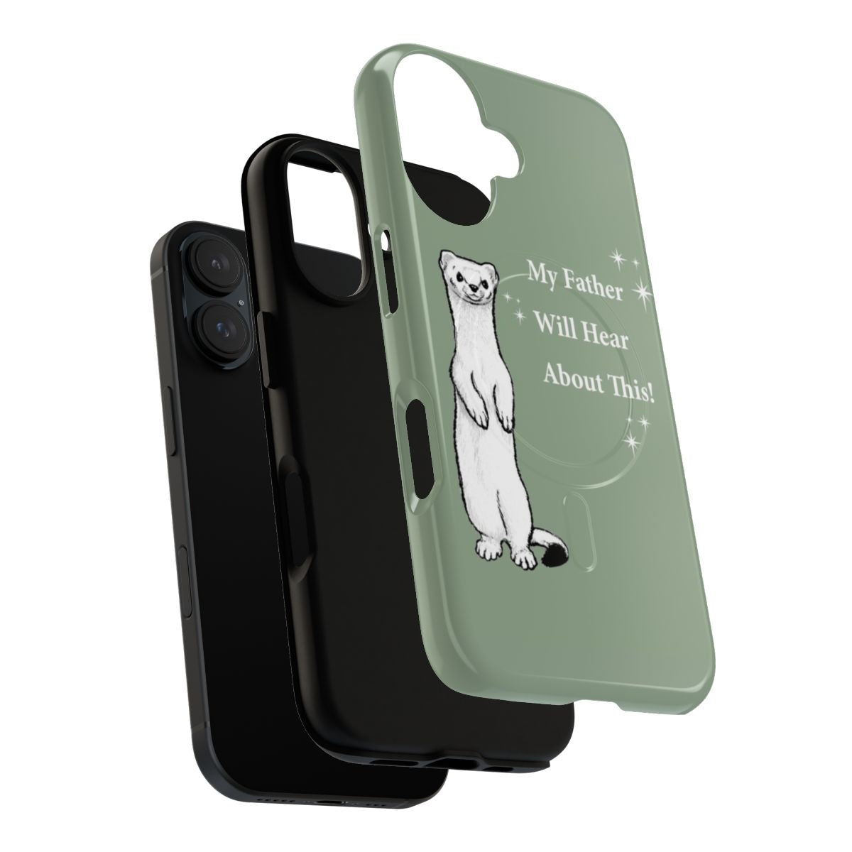 Image of a phone case featuring a magical ferret, representing the character Draco Malfoy from the Harry Potter universe. - Layers