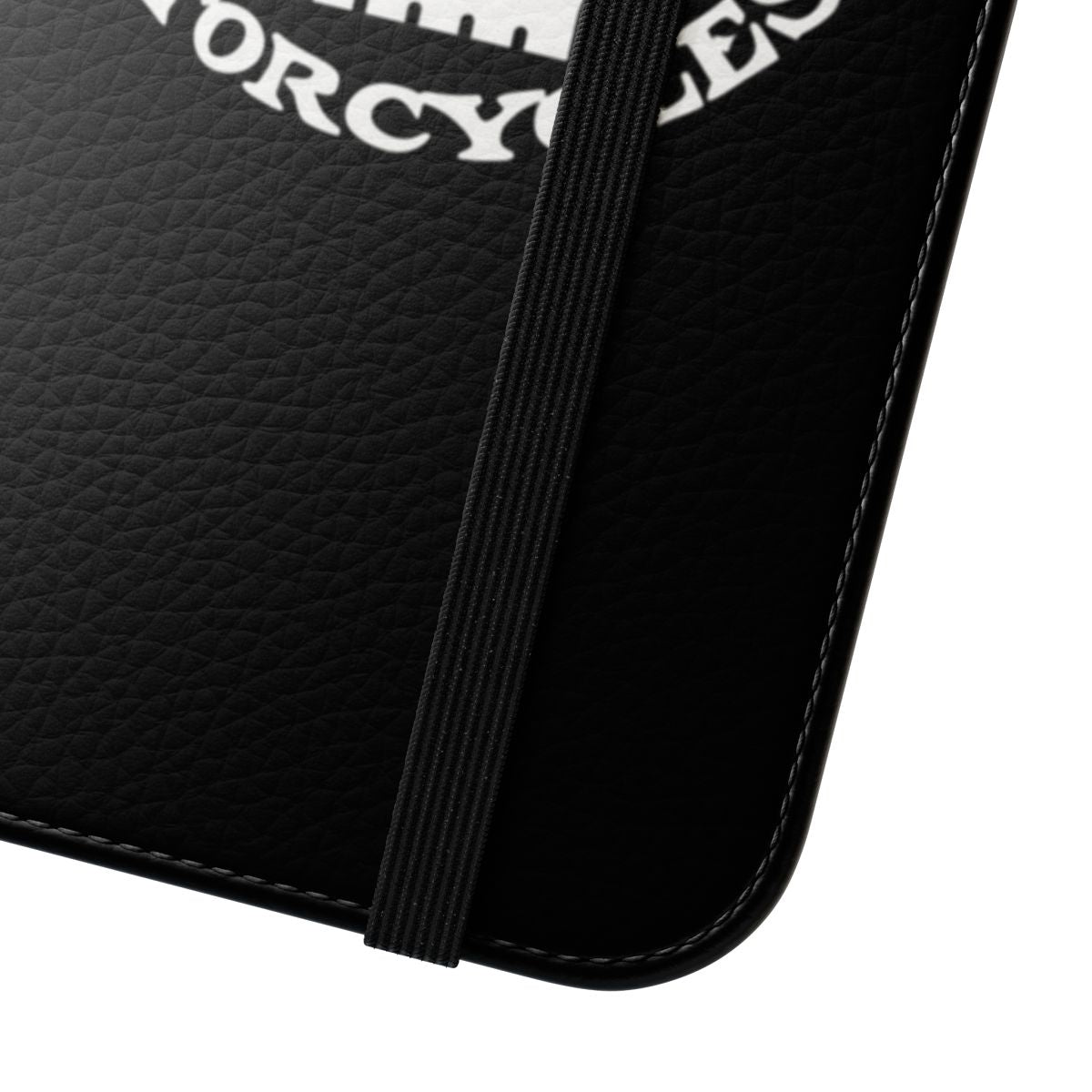 Motorcycle flip cover phone case featuring a cruiser motorcycle design - Close Up