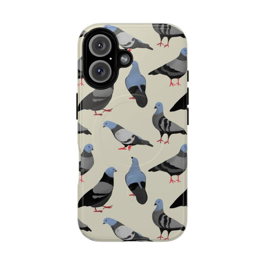 Colorful pigeons design on a magnetic tough phone case