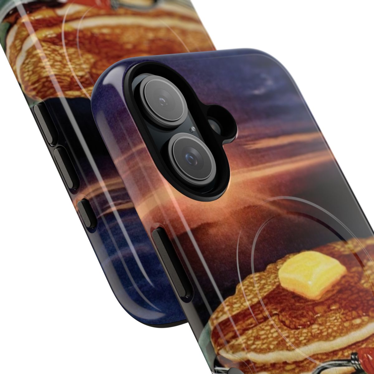 Breakfast-inspired digital collage design on a magnetic tough phone case - Detail