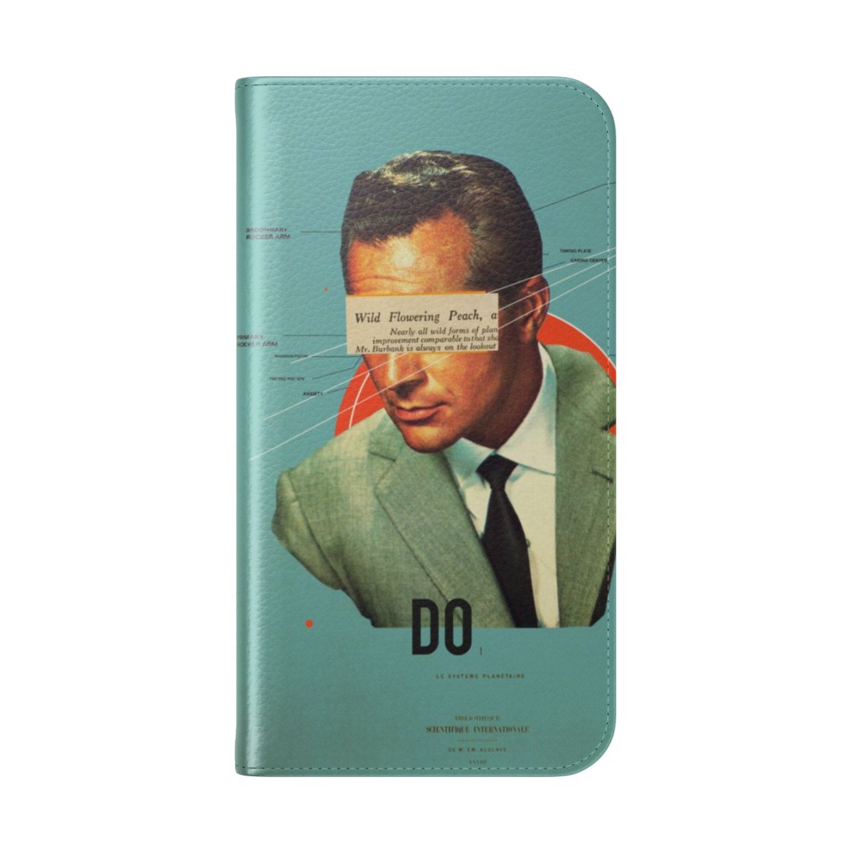 Minimalist flip cover phone case featuring a retro-style portrait artwork with typography - Folded Back