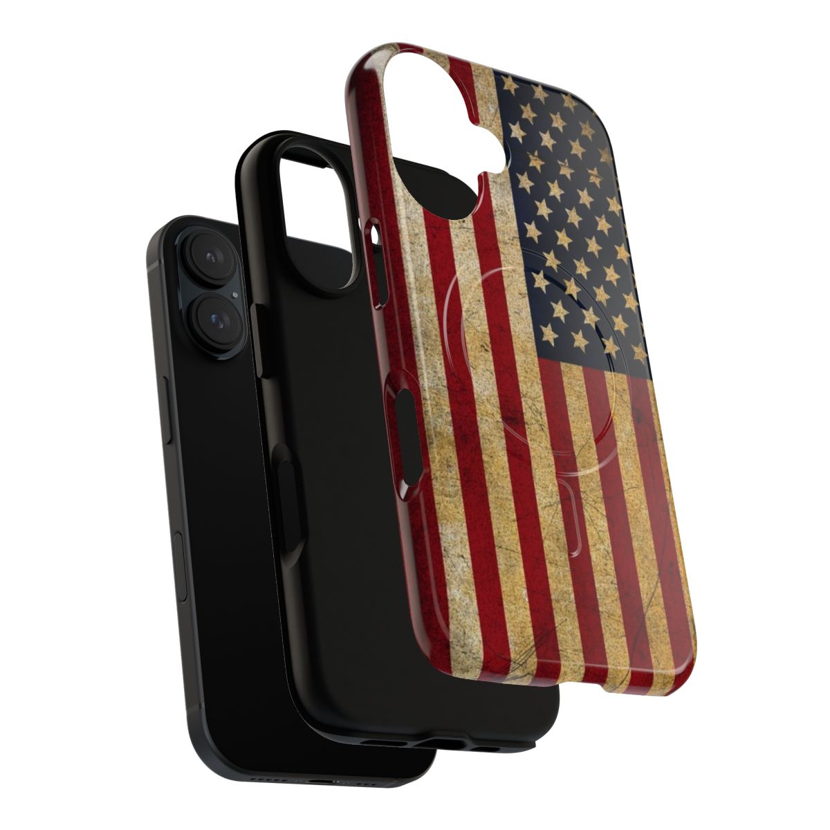 Vintage American flag phone case with a distressed, grunge design - Layers