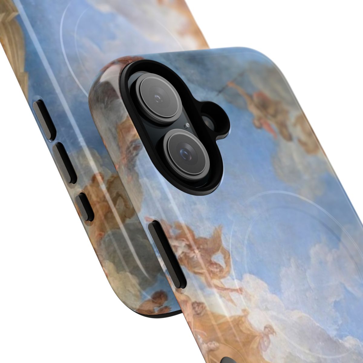 Vibrant fresco painting of angels in the palace of Versailles on a protective phone case - Detail