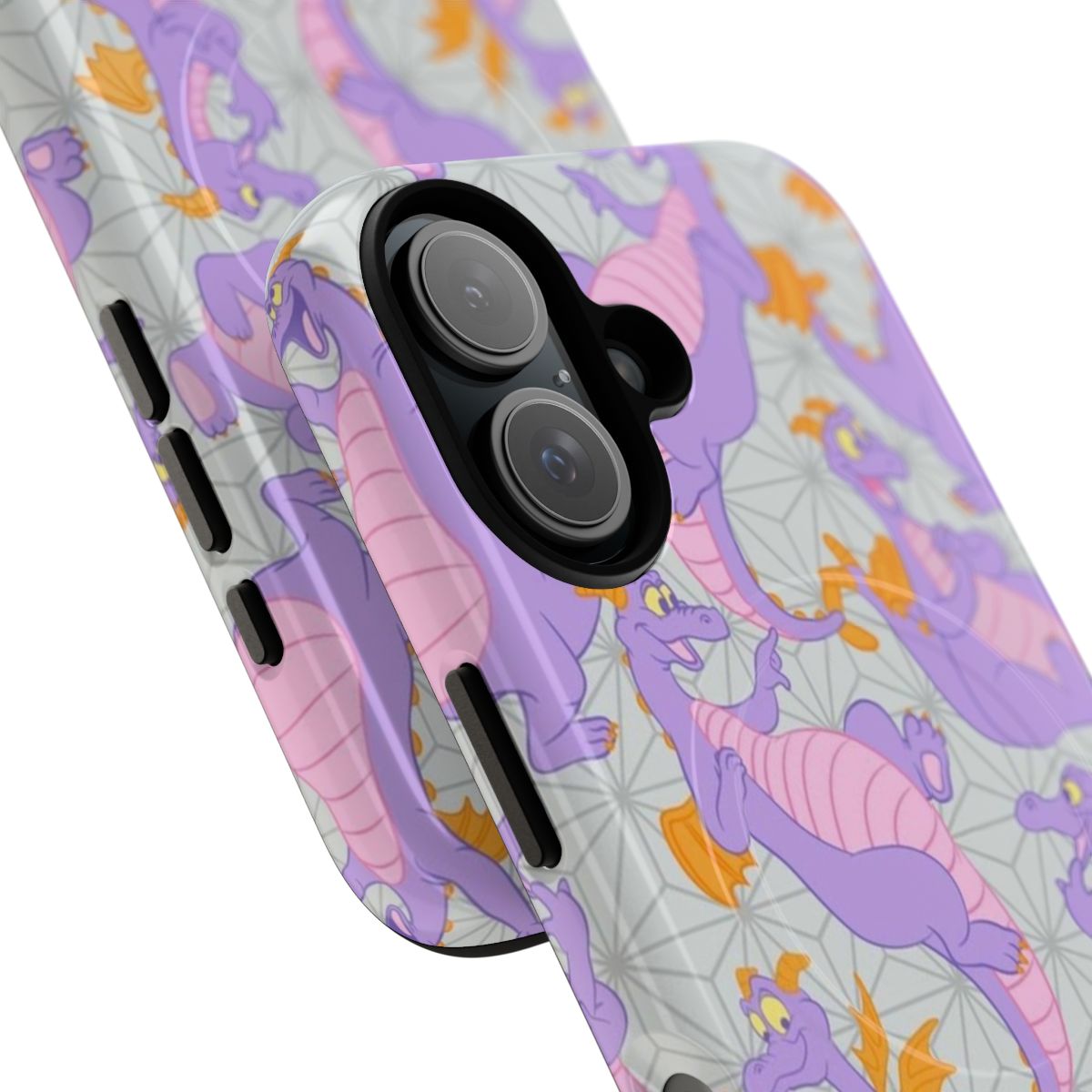 Figment Epcot Collage Design on Durable Magnetic Phone Case - Detail