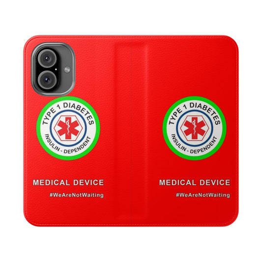 Red flip cover phone case with medical device design