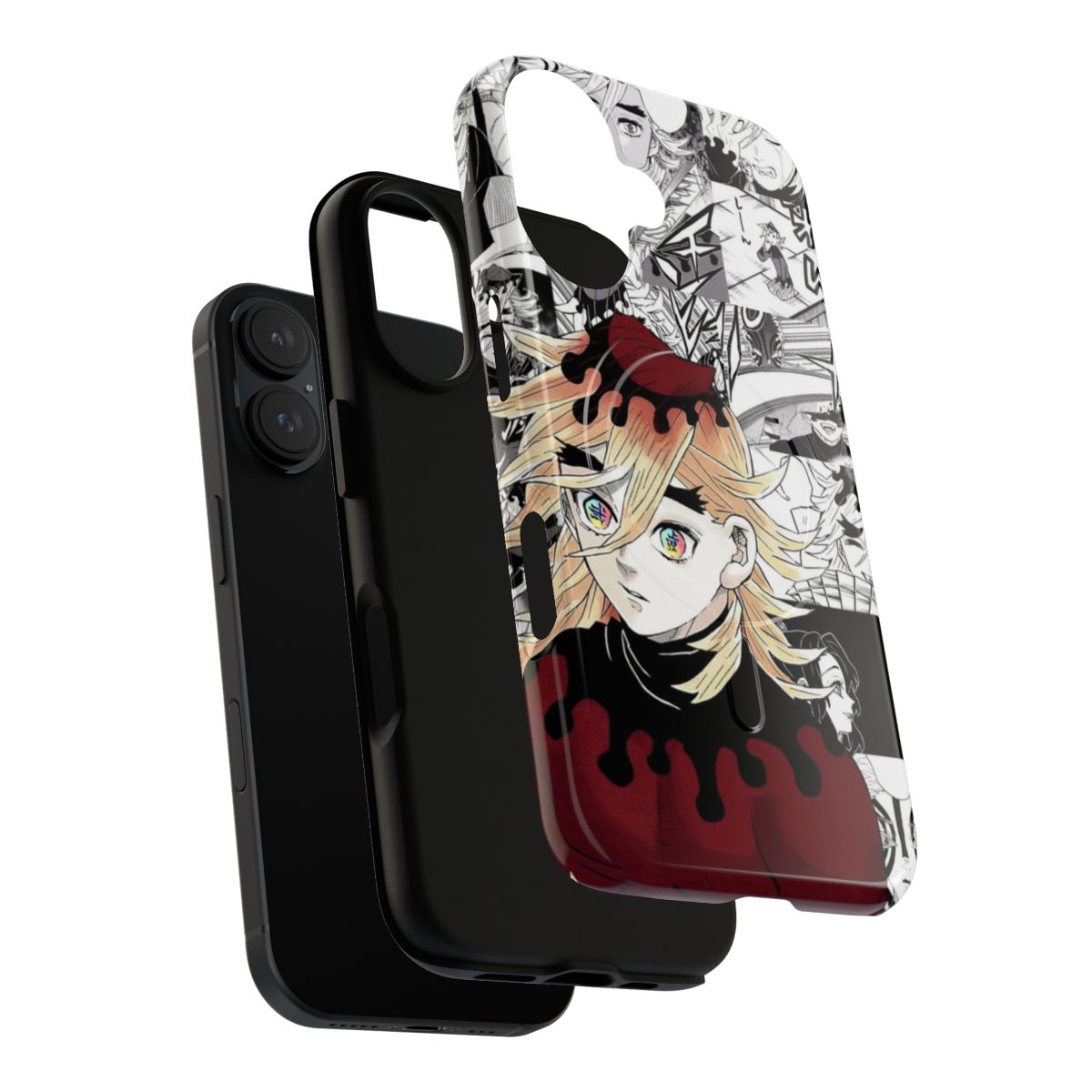 Doma-themed black and white collage phone case with strong magnetic attachment - Layers