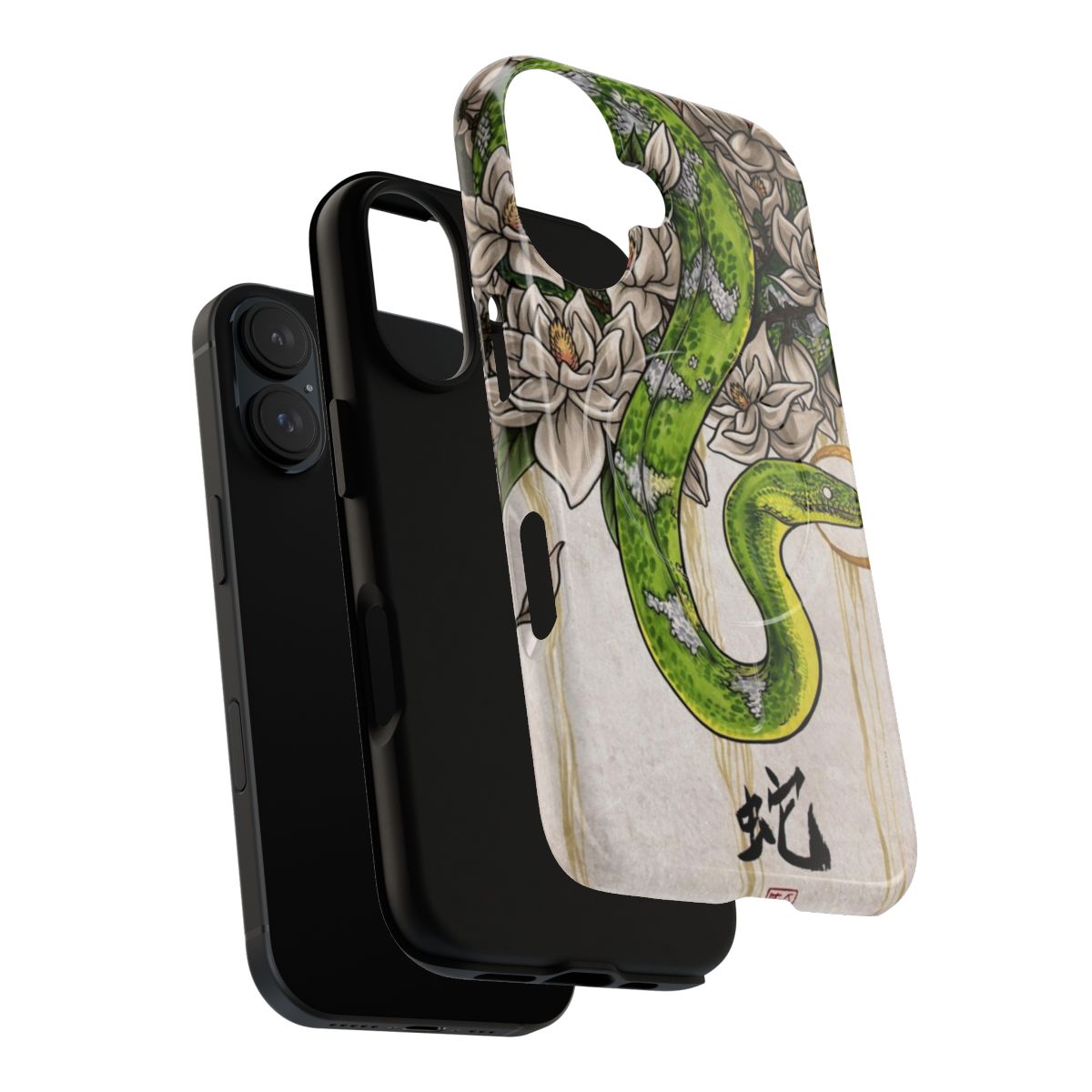 Sleek and protective magnetic phone cases featuring a snake design for snake zodiac enthusiasts. - Layers