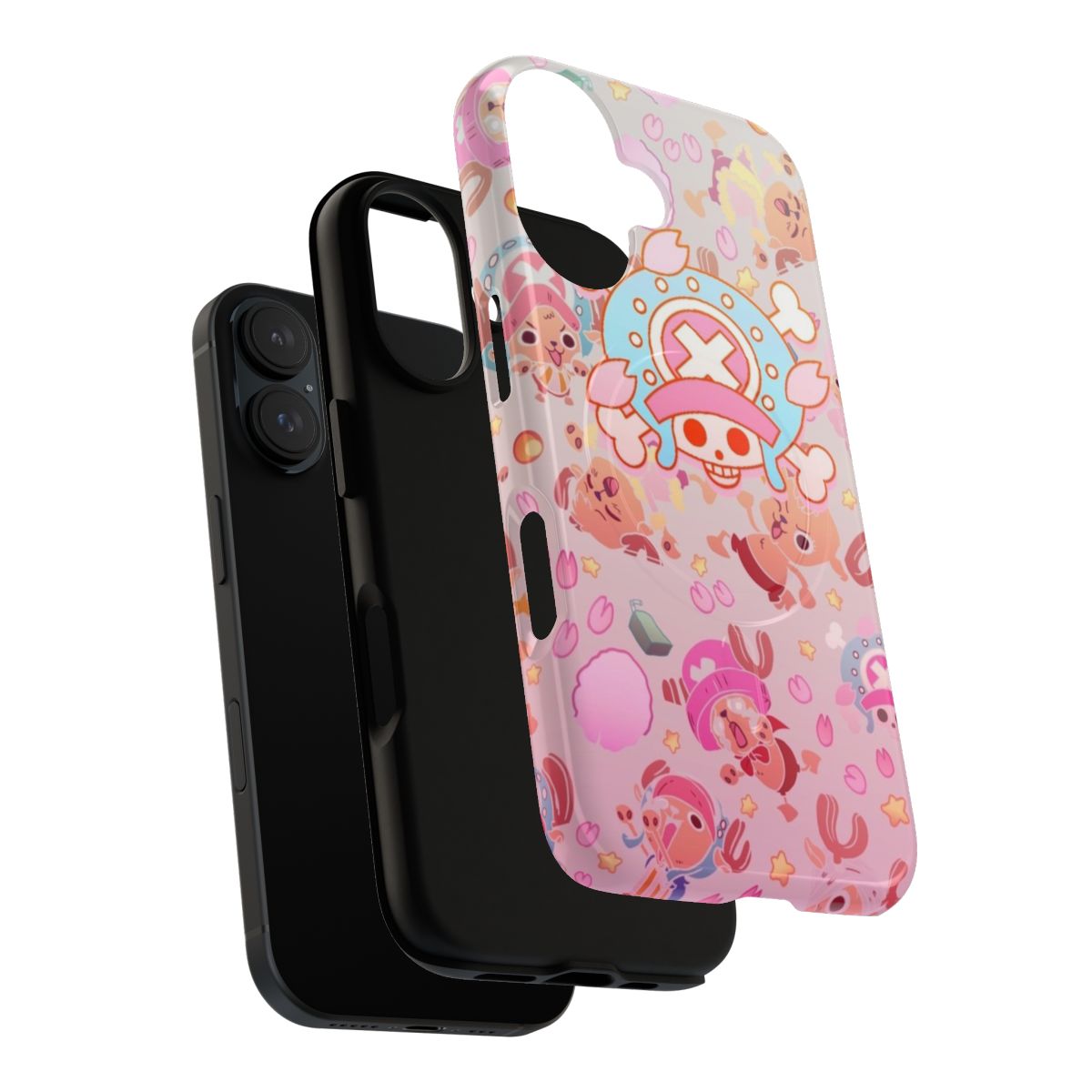 Cream-colored phone case with a vibrant pattern featuring the character Chopper from the anime series One Piece - Layers