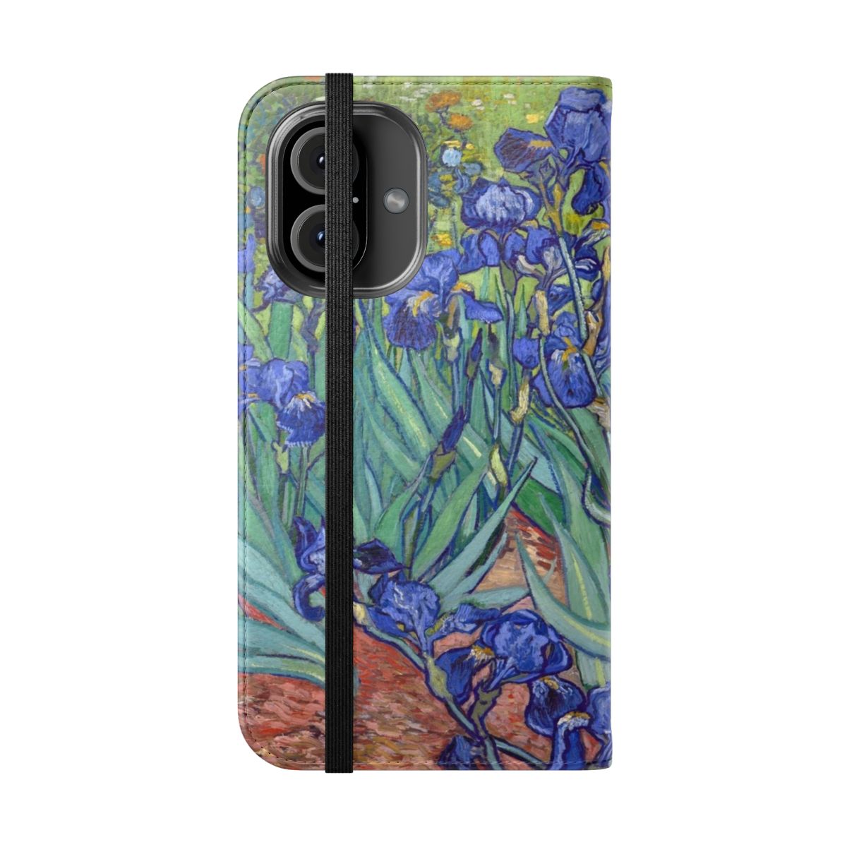 Vibrant and artistic phone case with Van Gogh's iconic Irises painting - Folded Front