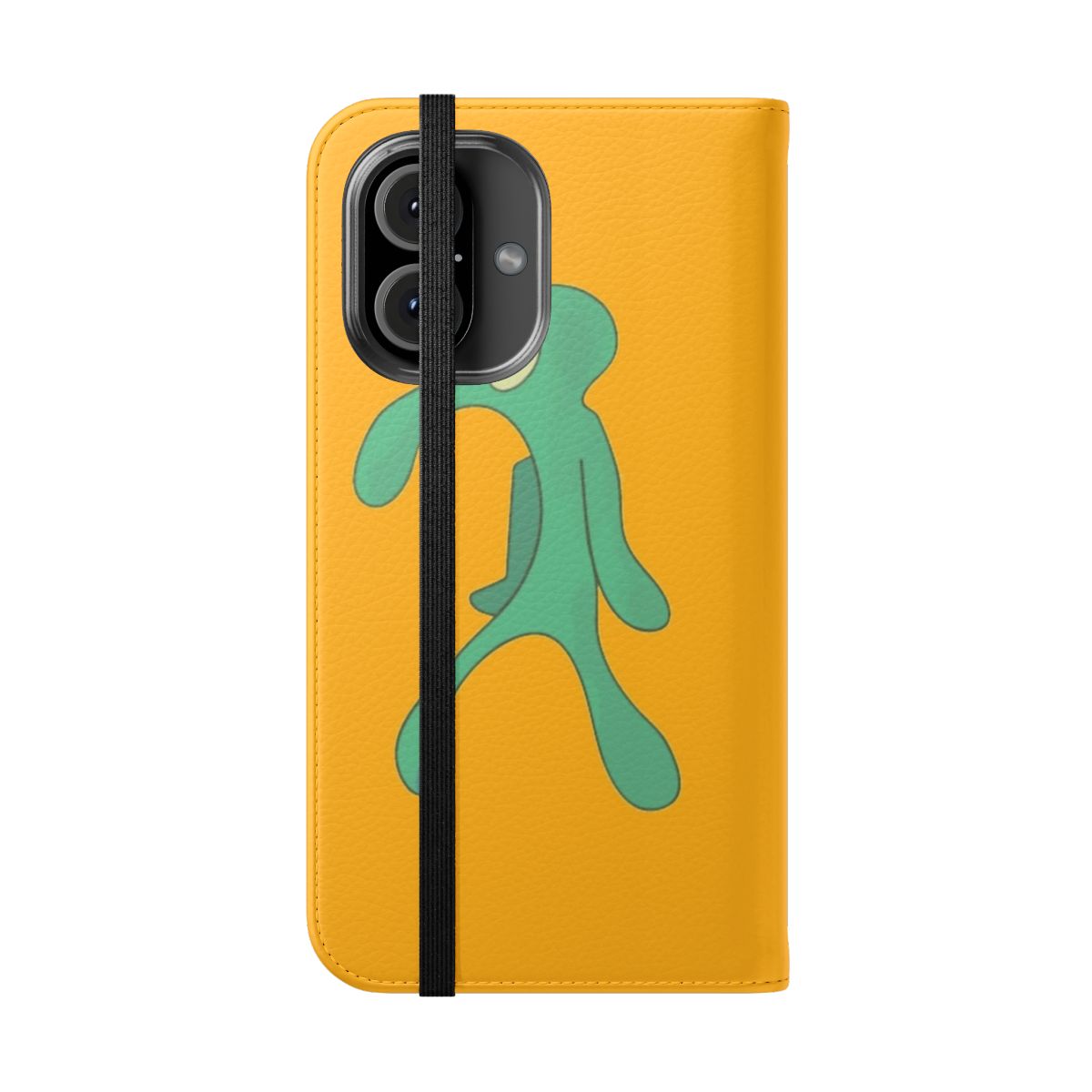 Bold and Brash Transparent Flip Cover Phone Case with Spongebob and Squidward Meme Designs - Folded Front