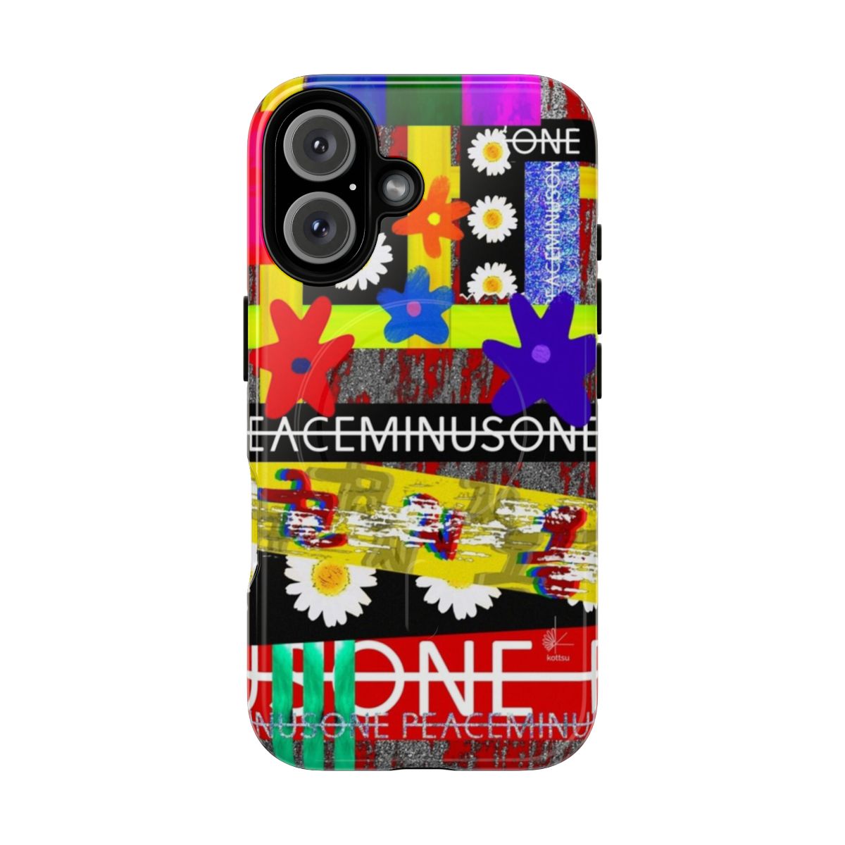 Colorful abstract phone case with Peaceminusone-inspired design