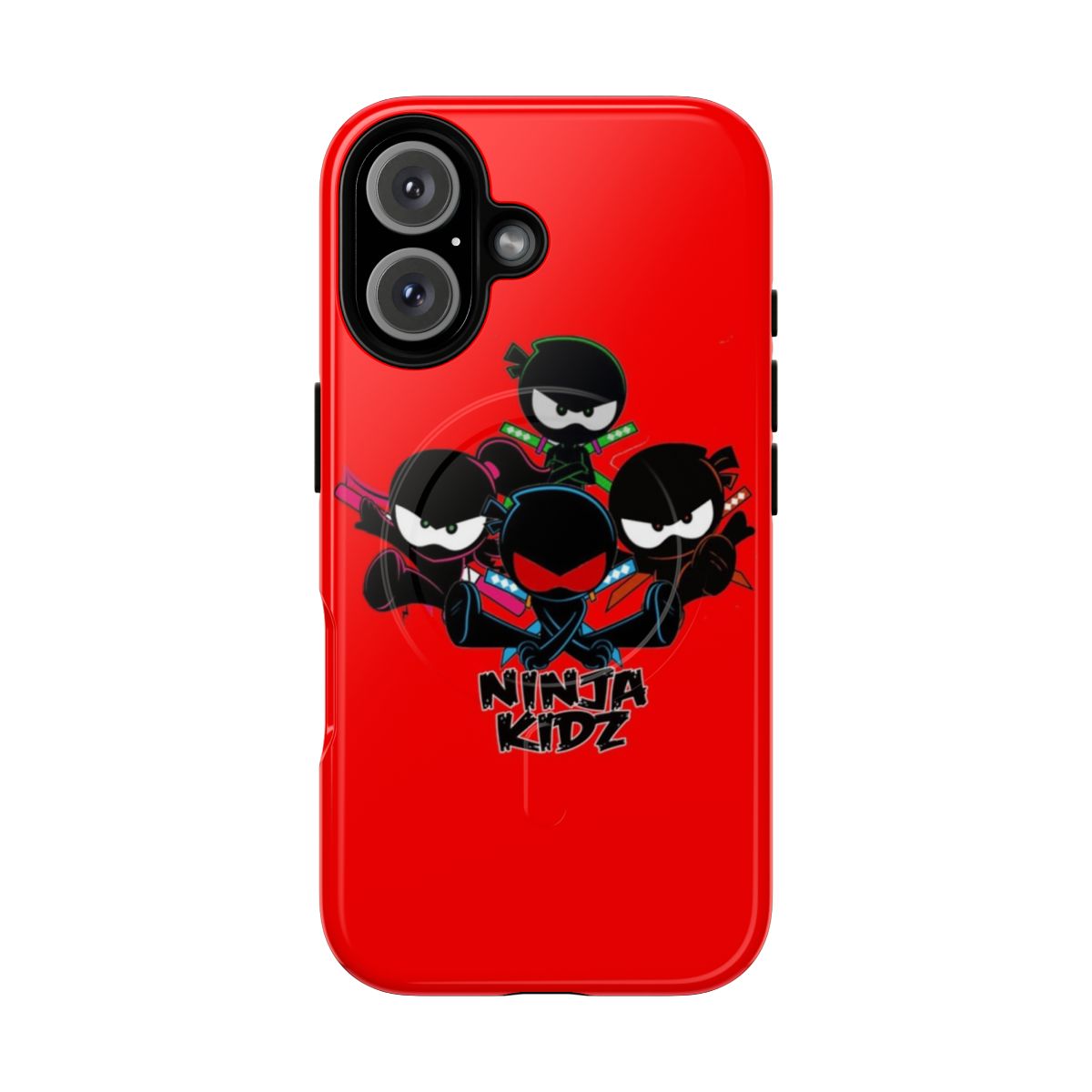 Colorful phone case featuring cartoon ninja kids characters