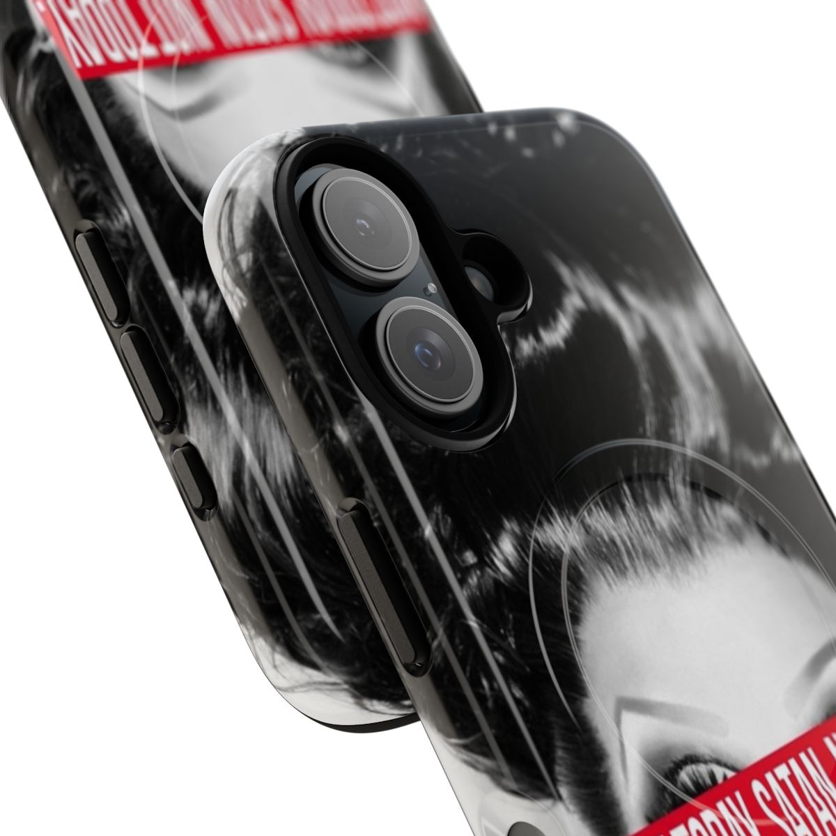 Magnetic phone case with "Not Today, Satan" inspired design, featuring popular drag queen characters from RuPaul's Drag Race - Detail