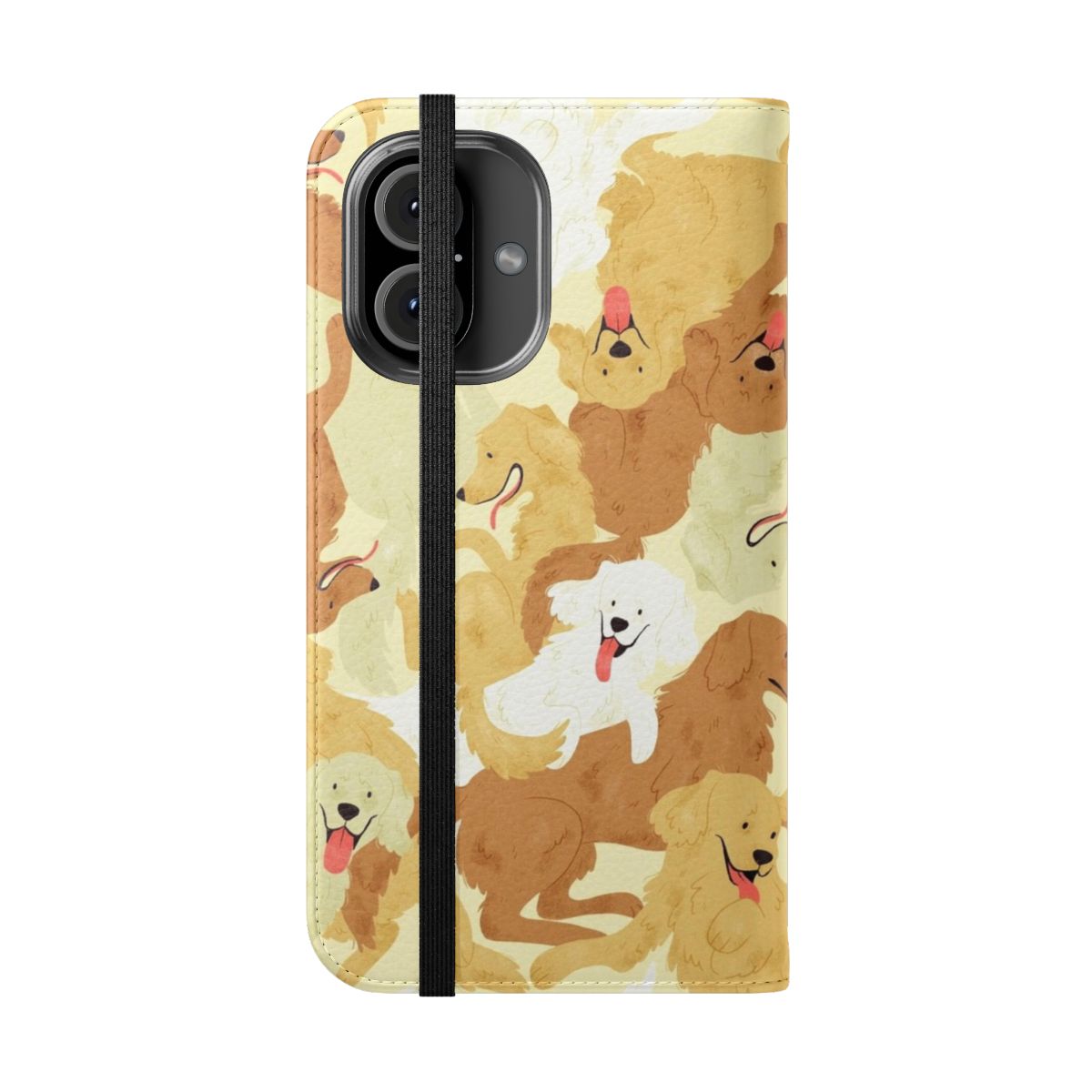 Golden retriever dog print on a stylish flip phone case - Folded Front