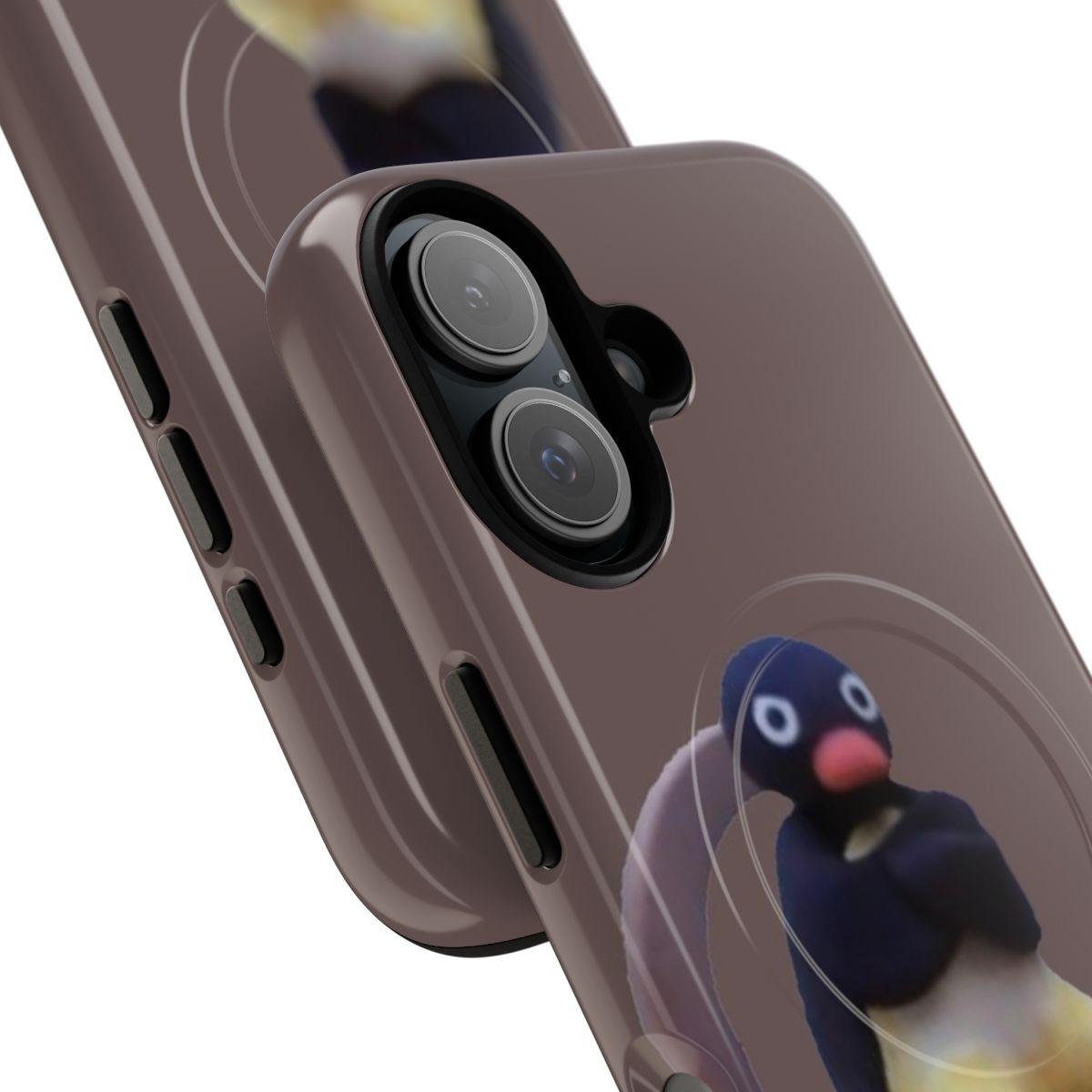 Magnetic tough phone case with angry pingu penguin meme design - Detail