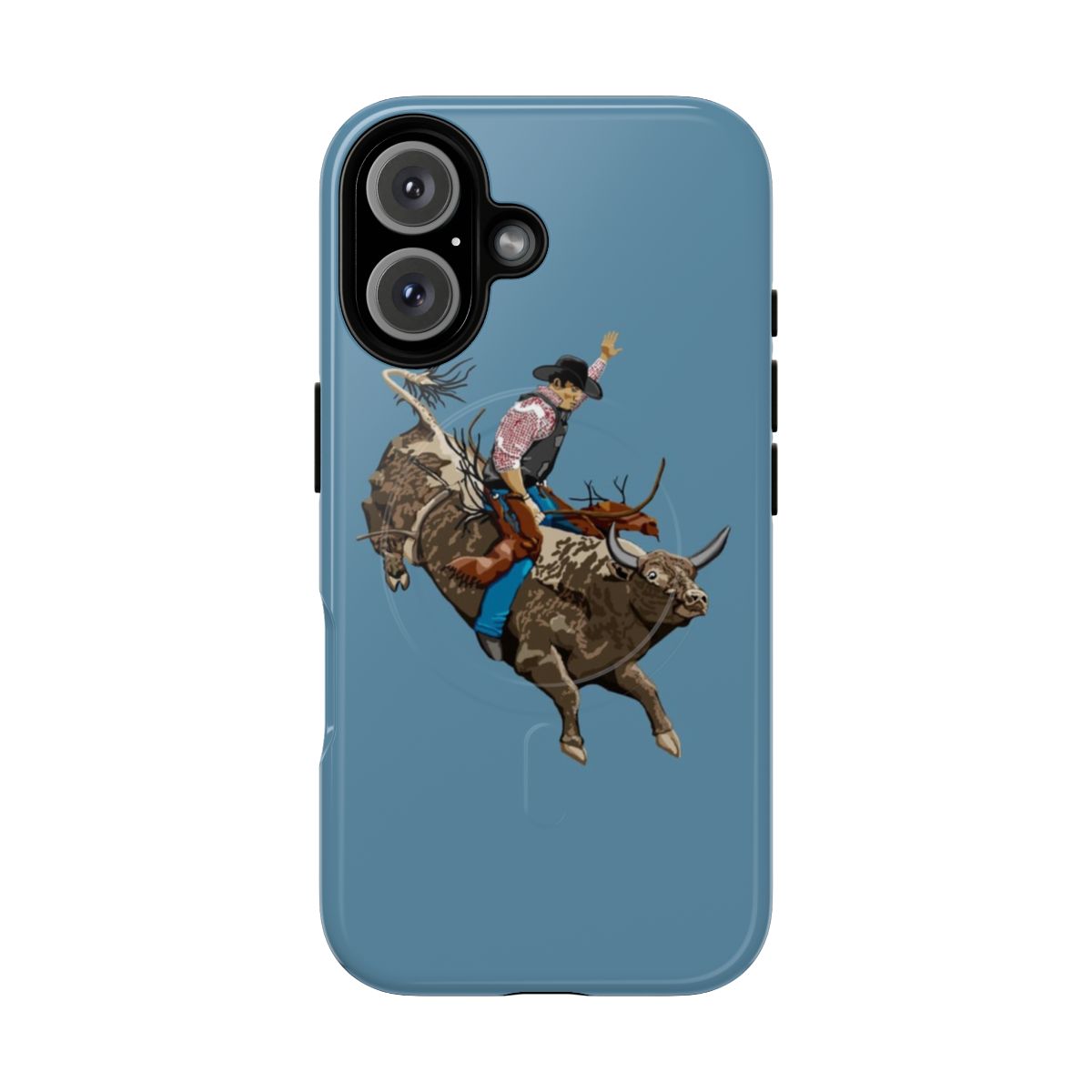 Tough cowboy-inspired magnetic phone case with vintage western and rodeo graphics