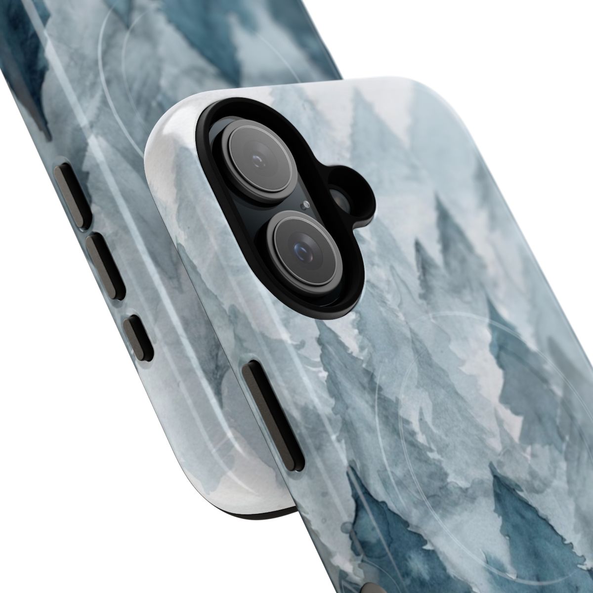 Magnetic tough phone case with a winter forest landscape design - Detail