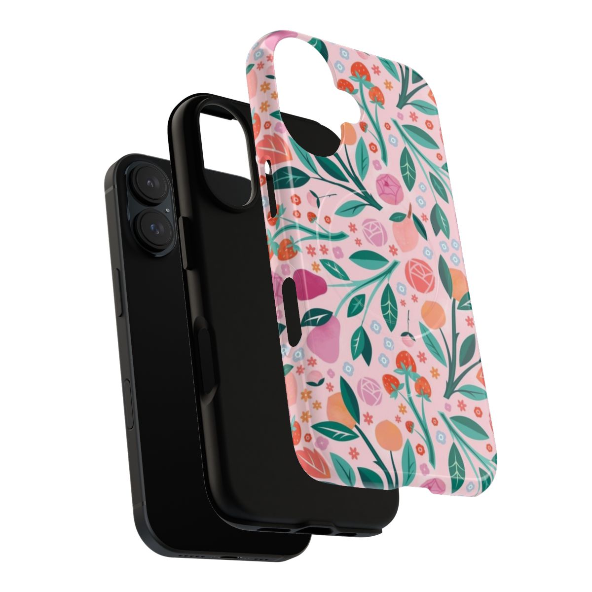 A colorful, floral and fruit-patterned phone case - Layers