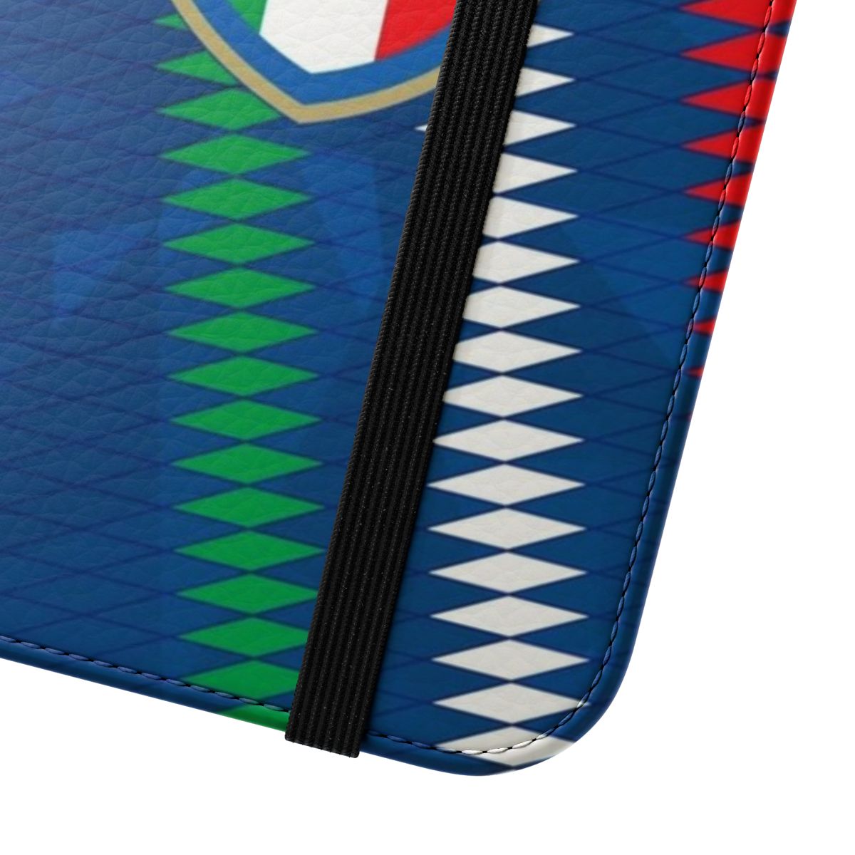 Vibrant Italy-themed flip cover phone case with football/soccer design - Close Up