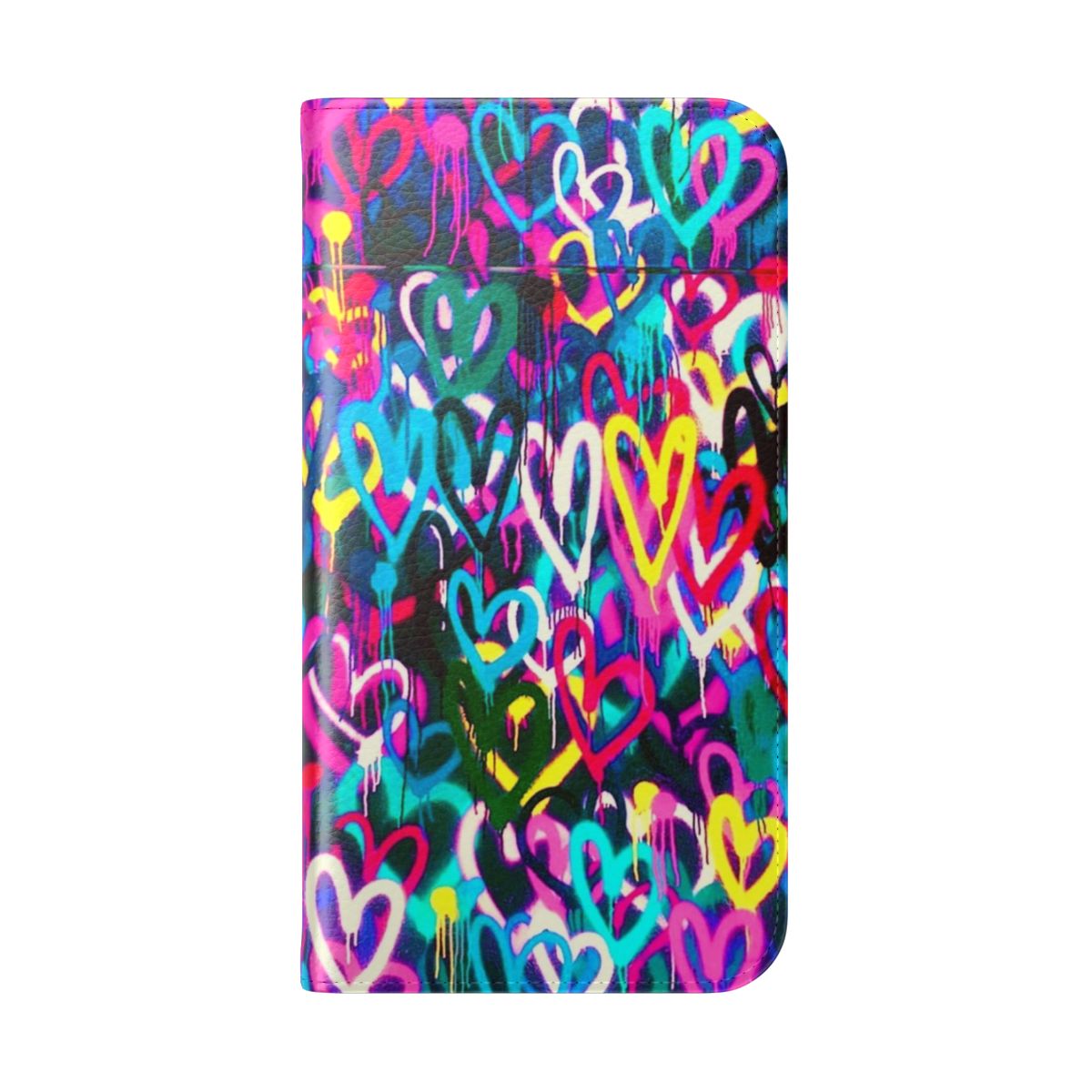 Colorful urban-inspired heart design phone case - Folded Back