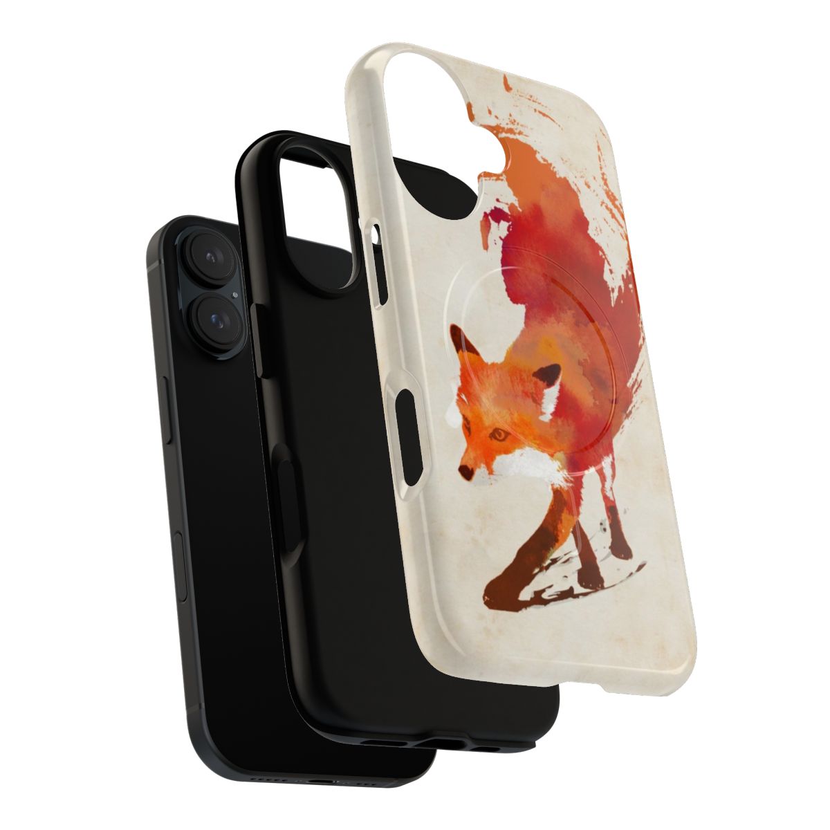 Watercolor painting of a red fox (Vulpes vulpes) on a sleek phone case - Layers