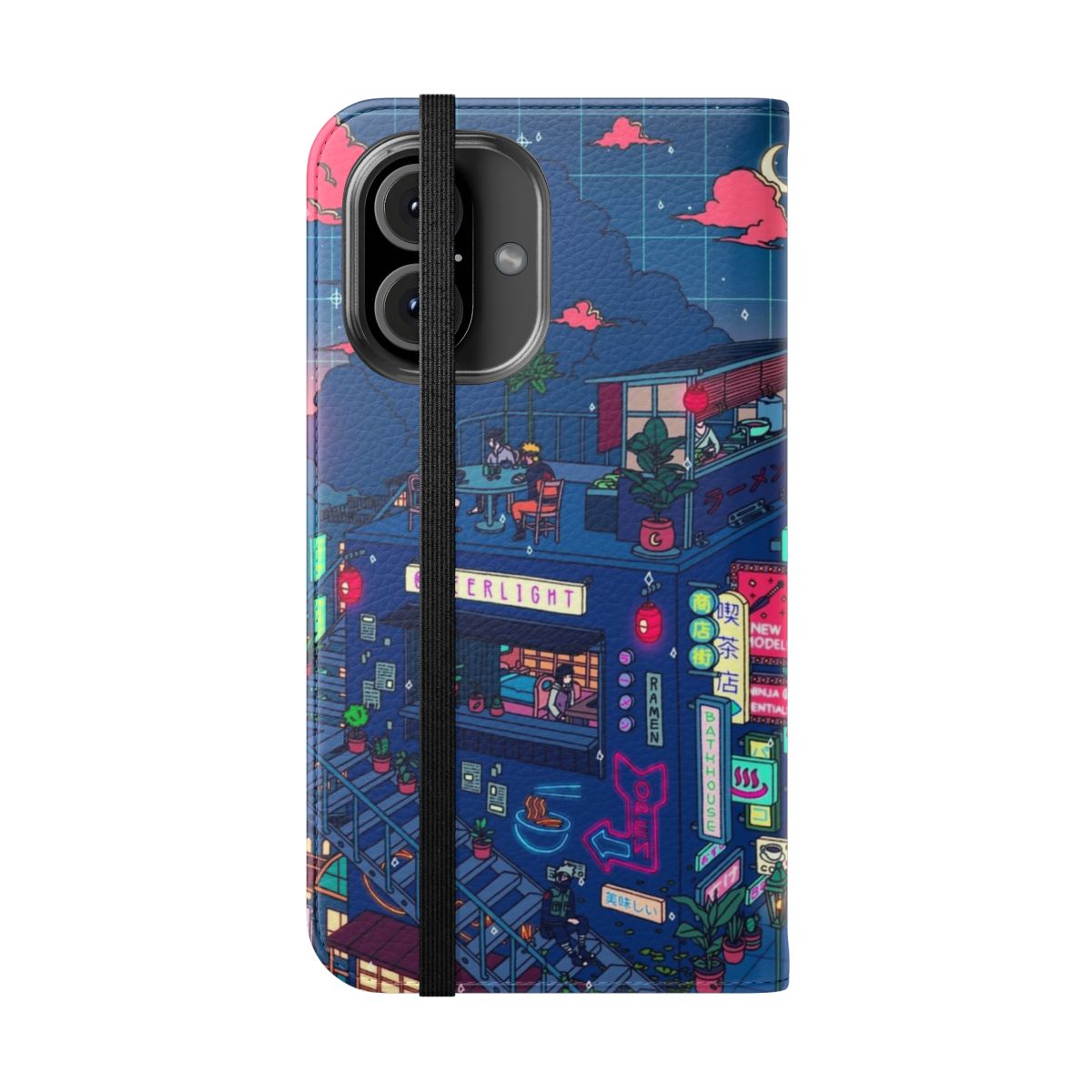 Neon Village Phone Case with Surreal Aesthetic Design - Folded Front