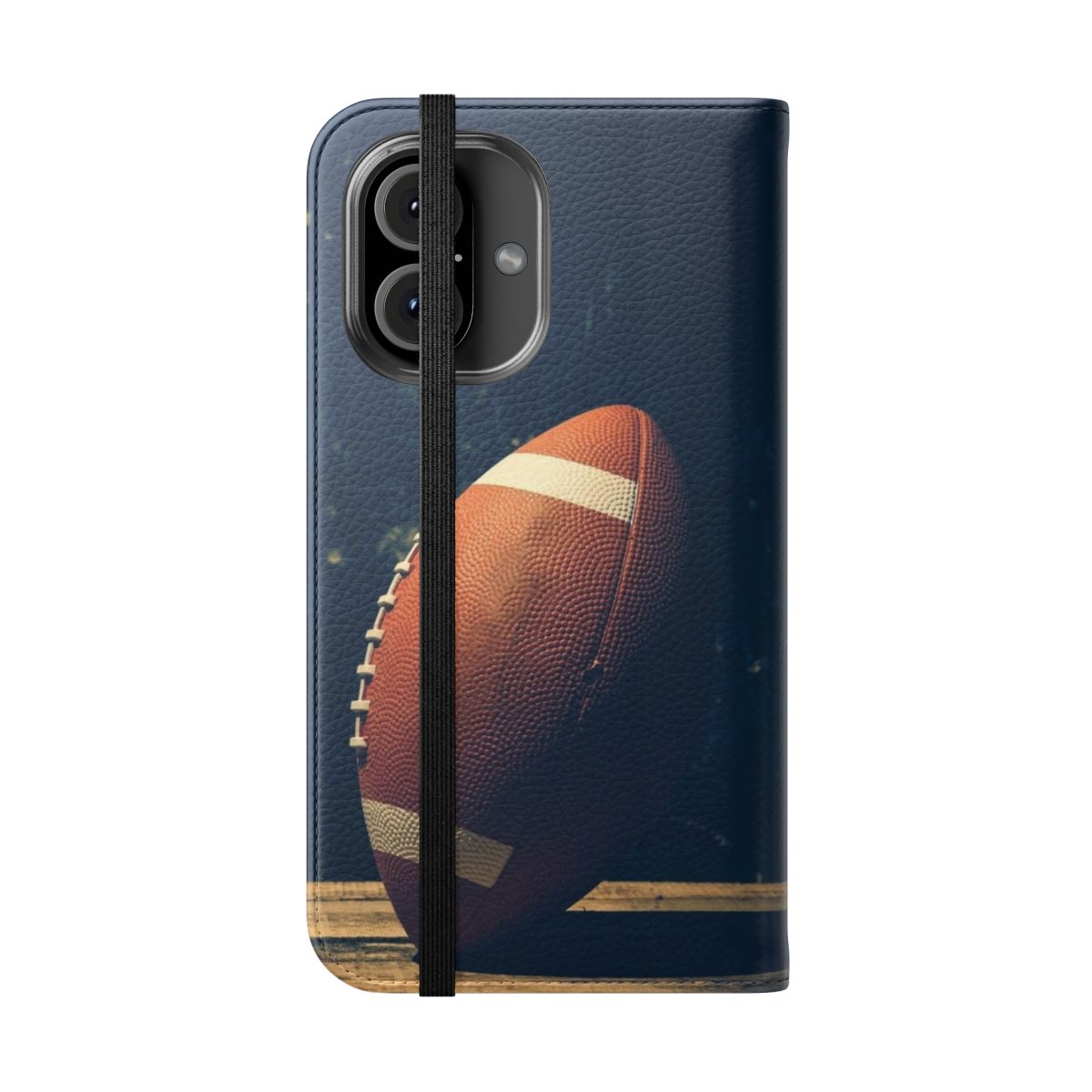 American football design phone case with ball graphic - Folded Front