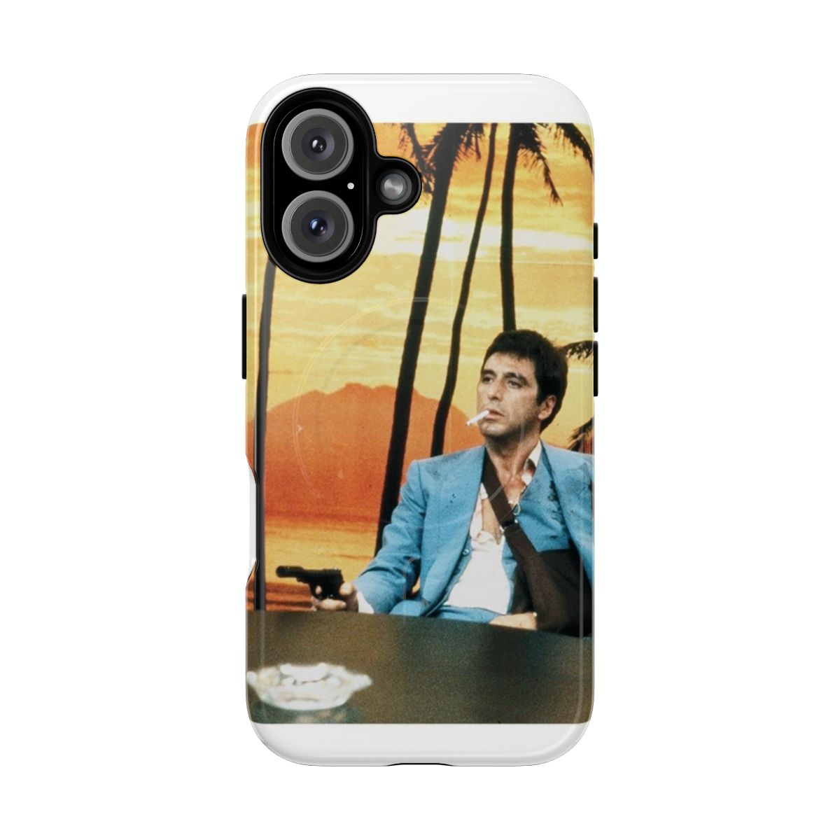 Tough phone case with Scarface-inspired design featuring Al Pacino as Tony Montana