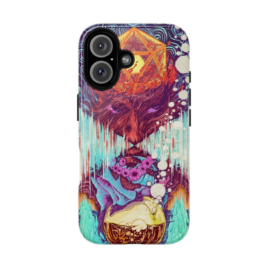 Colorful, trippy phone case with sacred geometry and visionary art design