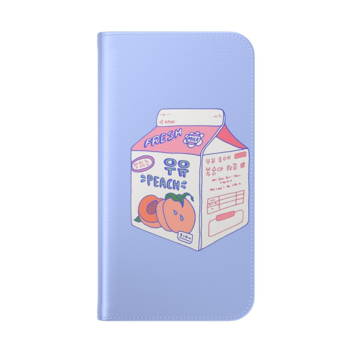 Peach milk carton-inspired phone case with a cute, kawaii design - Folded Back