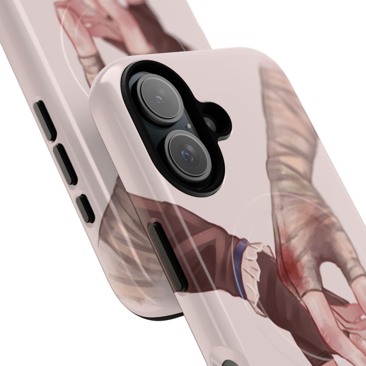 Magnetic tough phone case featuring artwork of Cait and Vi from the League of Legends series Arcane - Detail