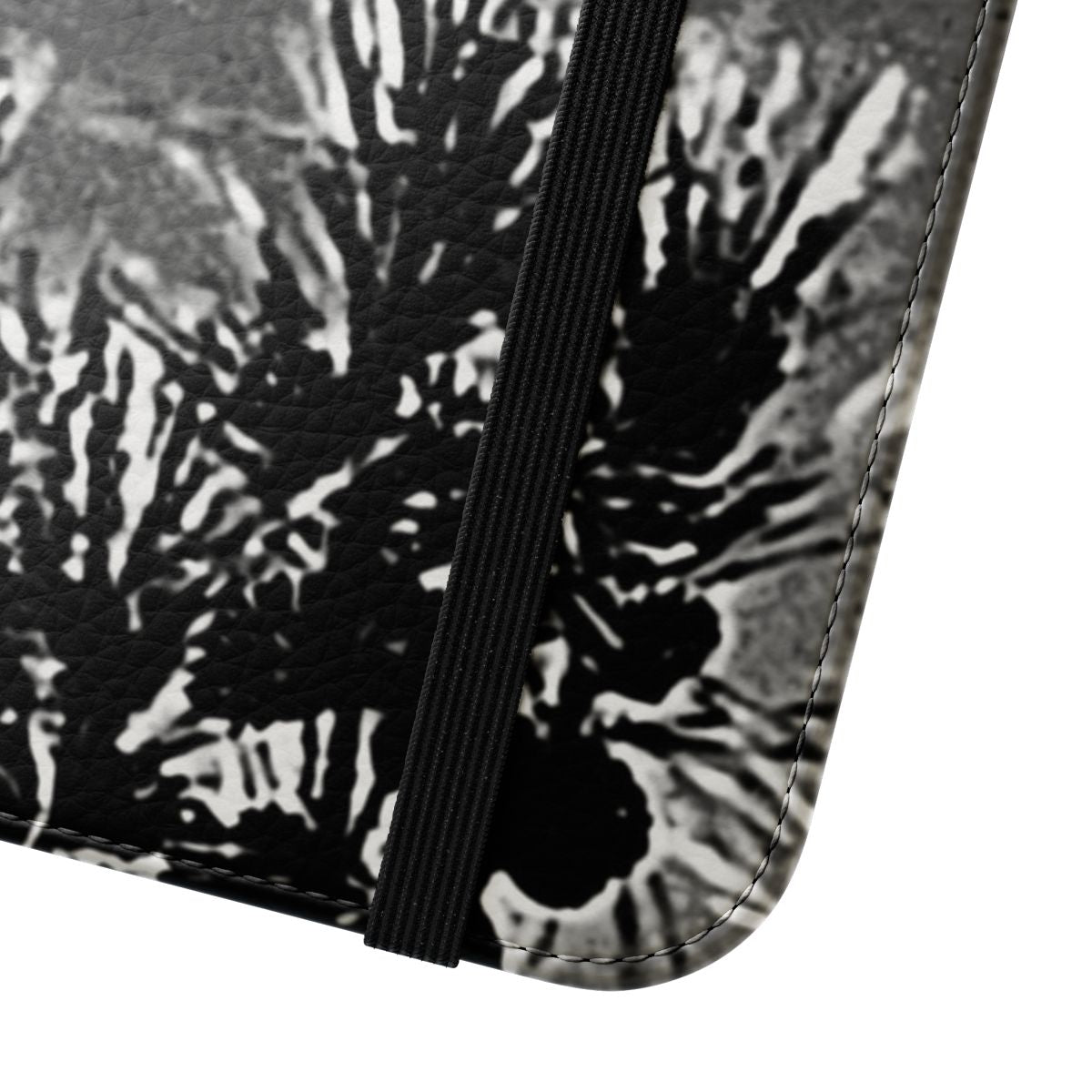 Black and white photo of the moon on a stylish flip cover phone case - Close Up