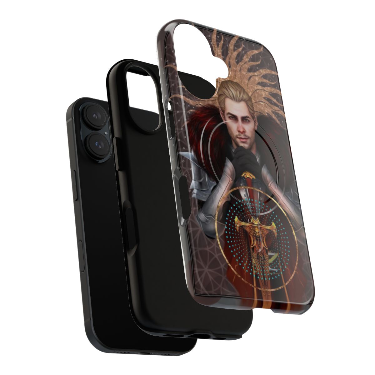 Magnetic fantasy tarot-themed phone case with dragon age and templar imagery - Layers