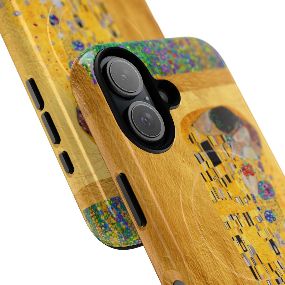 Artistic phone case featuring Gustav Klimt's famous painting "The Kiss" - Detail