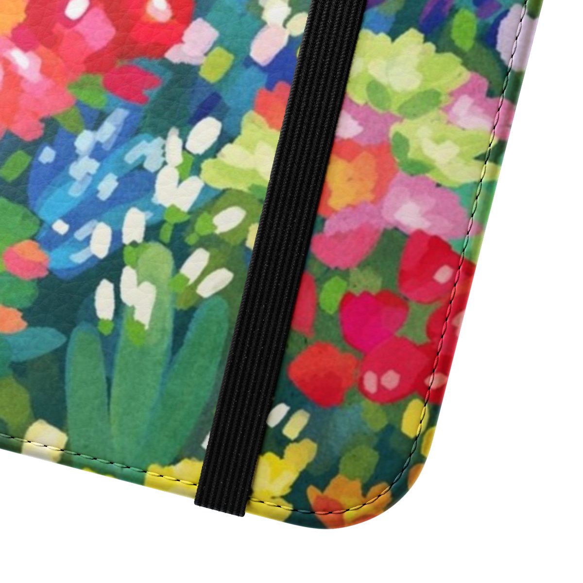 Colorful floral pattern phone case featuring a spring-inspired design - Close Up