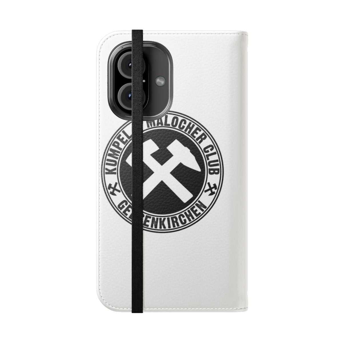 Ruhrpott-themed smartphone flip cover case featuring Gelsenkirchen's coat of arms - Folded Front