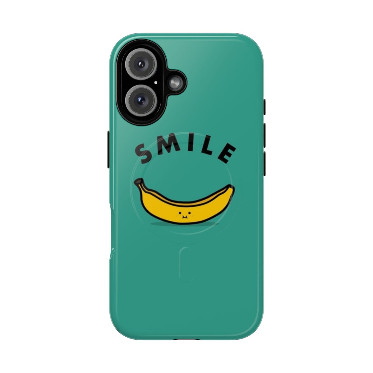 A bright and colorful banana-shaped magnetic tough phone case