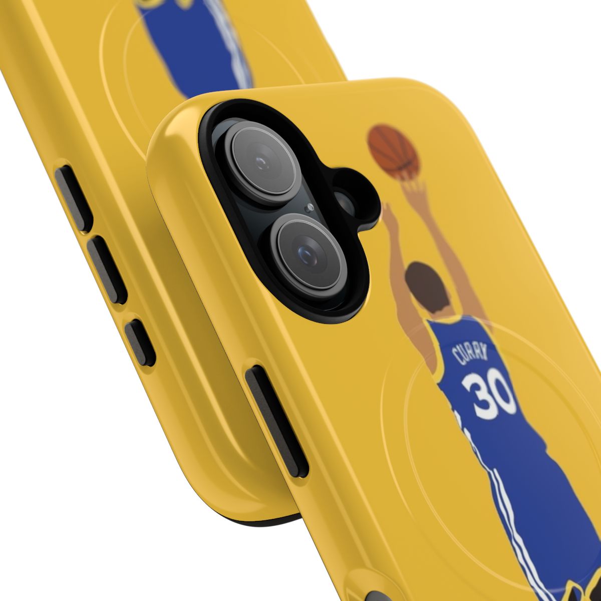 Illustration of Steph Curry in a minimalist cartoon style on a magnetic phone case - Detail